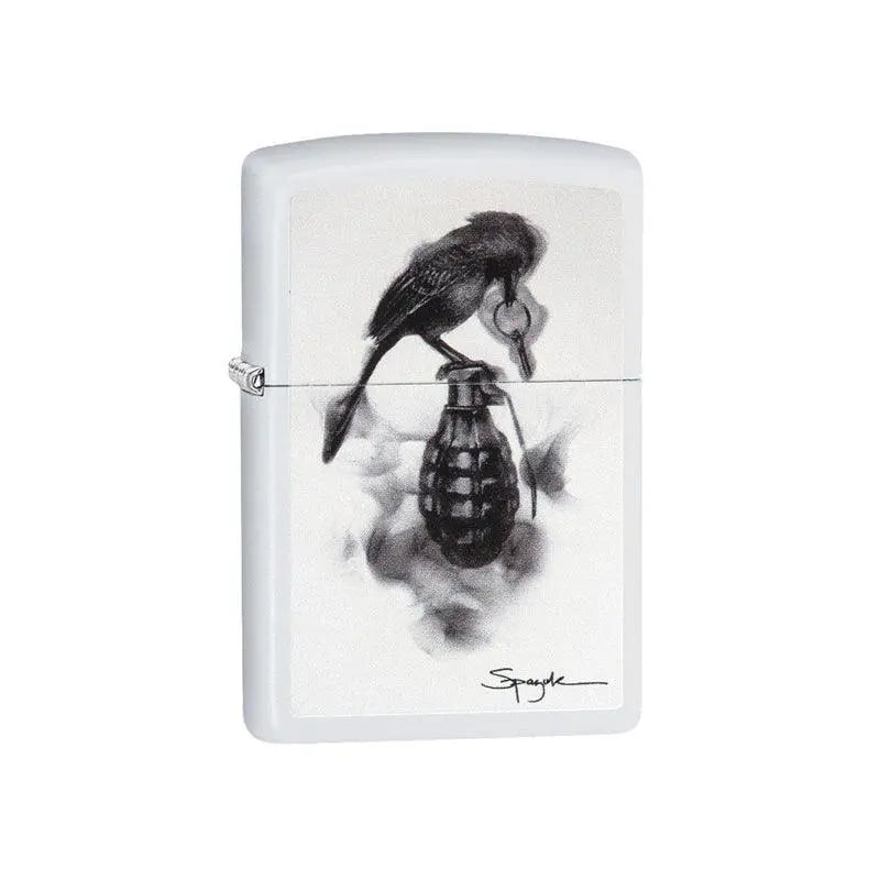 Zippo Spazuk Grenade White Matte Lighter-