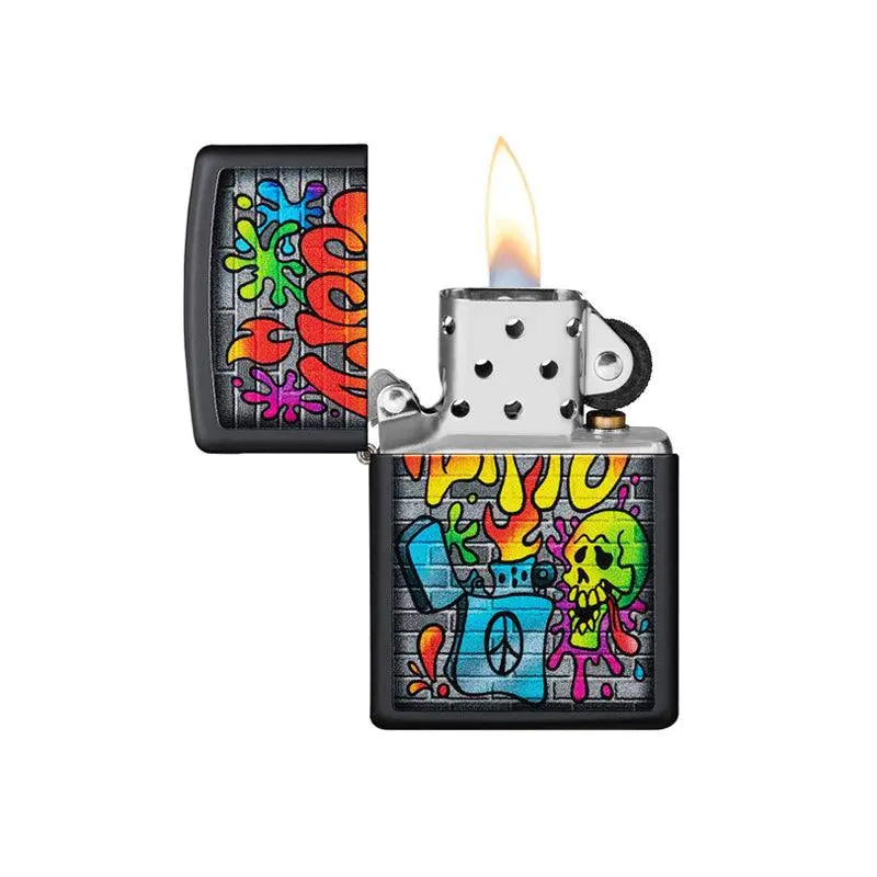 Zippo Street Art Black Matte Lighter – Glass Bongs Australia