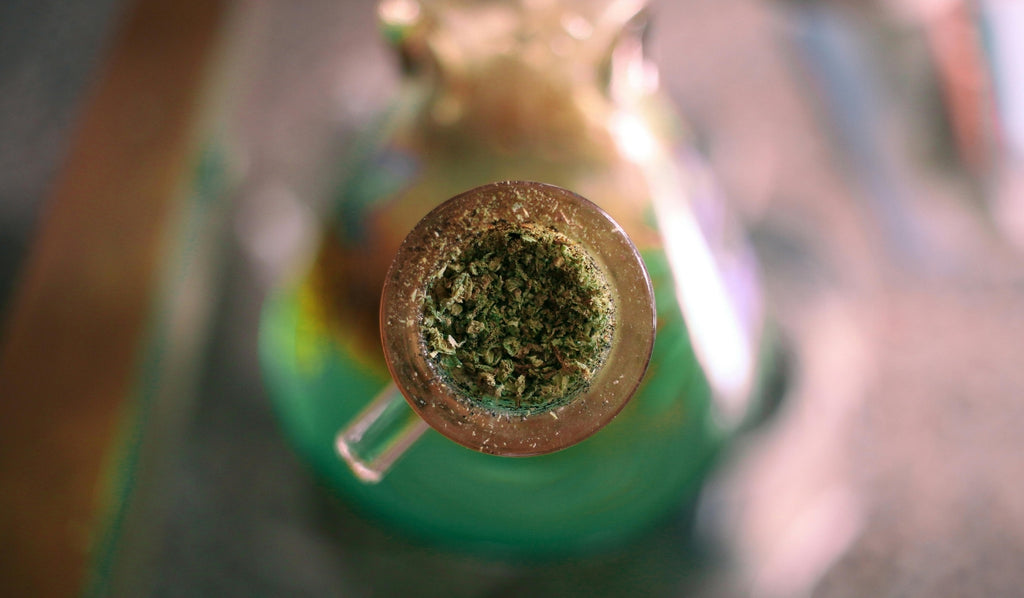 Cone piece with ground cannabis