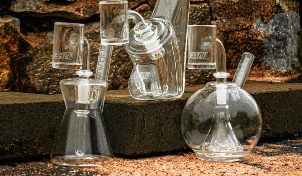 Three GRAV glass bubbler bongs